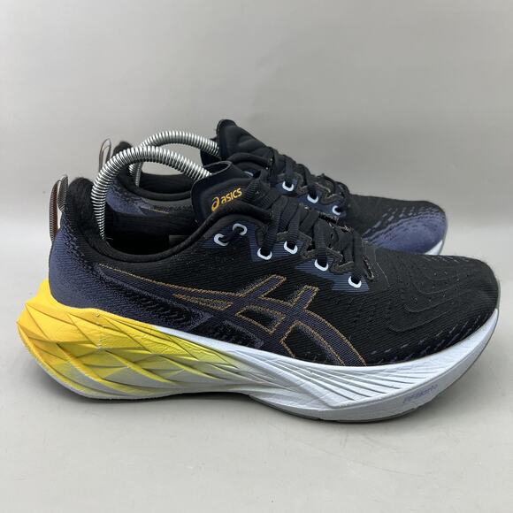 ASICS Novablast 4 Running Shoes Men Size 9 Black Yellow Comfort Cushion Sneakers - Picture 1 of 10
